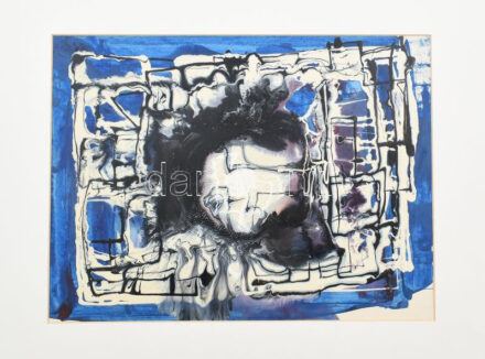 Rác András (1926-2013): Labirintus. Hidegzománc, papír, jelzés nélkül. Proveniencia: A művész hagyatéka. Paszpartuban. 29,5x39 cm