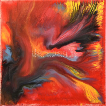 Hevesi Dénes Árpád (1940-): Áramlás. Zománcfesték, vászon. Jelzés nélkül. 30x30 cm