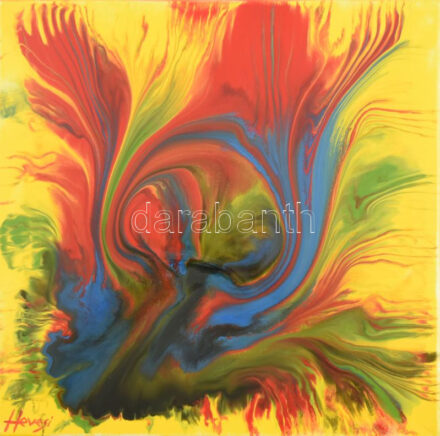 Hevesi Dénes Árpád (1940-): Gesztus. Zománcfesték, vászon. Jelzés nélkül. 40x40 cm