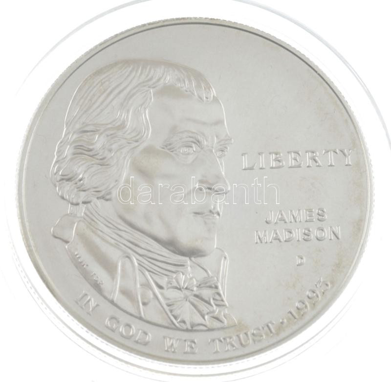 Amerikai Egyesült Államok 1993D 1$ Ag 'Jognyilatkozat' tanúsítvánnyal, dísztokban T:UNC USA 1993D 1 Dollar Ag 'Bill of Rights' with certificate, in display case C:UNC Krause KM#241 - Image 2