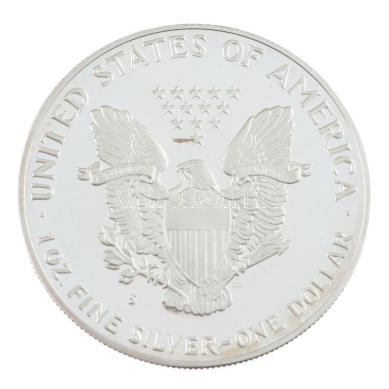 Amerikai Egyesült Államok 1986S 1$ Ag tanúsítvánnyal, dísztokban T:PP kis patina USA 1986S 1 Dollar Ag with certificate in display case C:PP small patina Krause KM#273