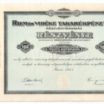 Rum 1925. 'Rum és Vidéke Részvénytársaság' 100db részvénye egyben, összesen 100.000K-ról, szelvényekkel, szárazpecséttel, bélyegzéssel T:XF fo.