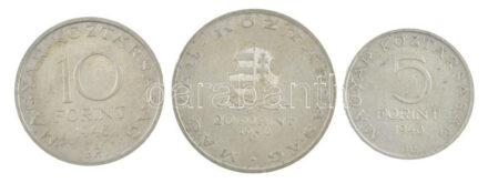 1948. 5Ft Ag 'Petőfi' + 10Ft Ag 'Széchenyi' + 20Ft Ag 'Táncsics' 'Szabadságharc sor' T:1- patina, egyiken karc / Hungary 1948. 5 Forint Ag 'Pefőgi' + 10 Forint Ag 'Széchenyi' + 20 Forint Ag 'Táncsics' C:AU patina, one with scratch Adamo EM1,
