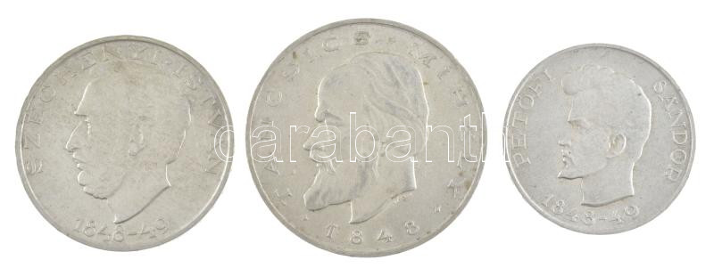 1948. 5Ft Ag 'Petőfi' + 10Ft Ag 'Széchenyi' + 20Ft Ag 'Táncsics' 'Szabadságharc sor' T:1- patina, egyiken karc / Hungary 1948. 5 Forint Ag 'Pefőgi' + 10 Forint Ag 'Széchenyi' + 20 Forint Ag 'Táncsics' C:AU patina, one with scratch Adamo EM1, - Image 2