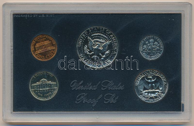 Amerikai Egyesült Államok 1972S 1c-1/2$ (5xklf) forgalmi sor eredeti tokban T:PP USA 1972S 1 Cent - 1/2 Dollar (5xdiff) coin set in original case C:PP - Image 2