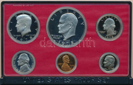 Amerikai Egyesült Államok 1978S 1c-1$ (6xklf) forgalmi sor eredeti tokban T:PP USA 1978S 1 Cent - 1 Dollar (6xdiff) coin set in original case C:PP