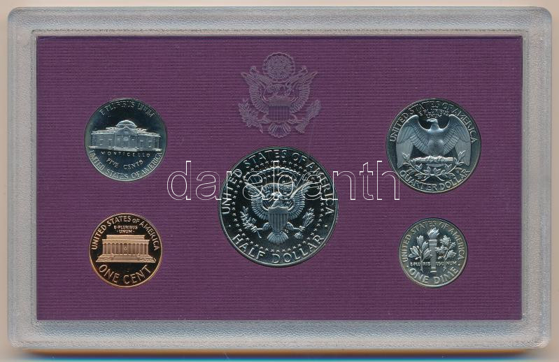 Amerikai Egyesült Államok 1989S 1c-1/2$ (5xklf) forgalmi sor eredeti tokban, tanúsítvánnyal T:PP USA 1989S 1 Cent - 1/2 Dollar (5xdiff) coin set in original case with certificate C:PP - Image 2