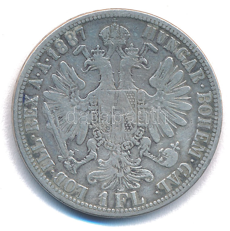 Ausztria 1887. 1Fl Ag 'Ferenc József' T:VF,F karc Austria 1887. 1 Florin Ag 'Franz Joseph' C:VF,F scratched Krause KM#2222 - Image 2