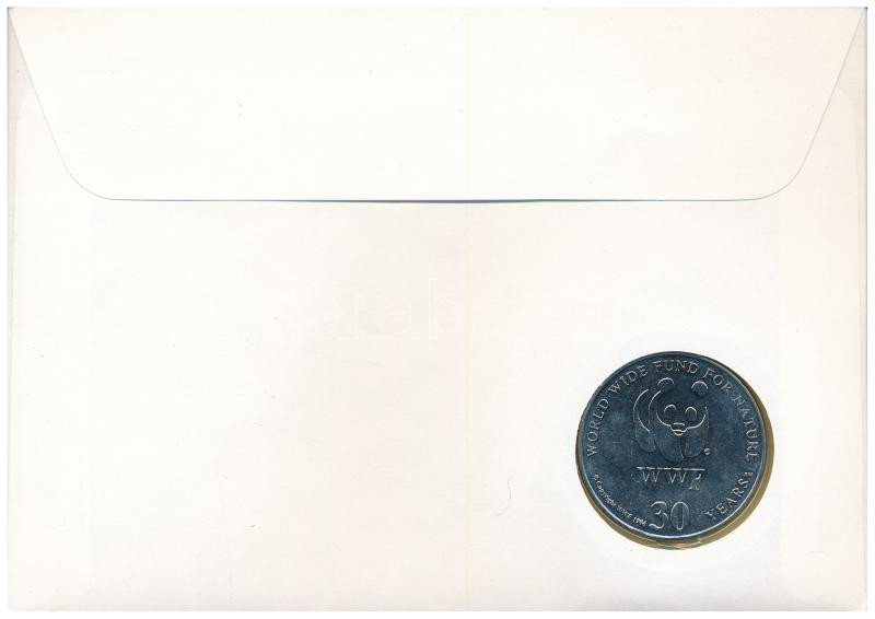 Szváziföld DN (1991) 'A Világ Vadvédelmi Alap (WWF) 30. évfordulója - Ceratotherium Simum Cottoni (Északi szélesszájú orrszarvú)' kétoldalas fém emlékérem érmés borítékban, bélyeggel és bélyegzéssel, német nyelvű - Image 2