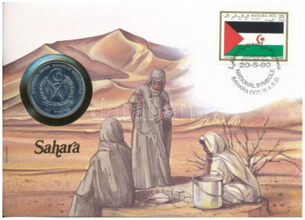 Szaharai Arab Demokratikus Köztársaság 1993. 100P Ni-acél 'Őskori állatok sorozat - Brontosaurus' felbélyegzett borítékban, bélyegzéssel, német nyelvű ismertetővel T:BU Sharawi Arab Democratic Republic 1993. 100 Pesetas Ni-steel