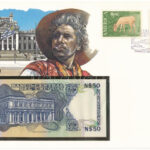 Uruguay 1989. 50P borítékban, alkalmi bélyeggel és bélyegzéssel T:AU kissé hullámos papír Uruguay 1989. 50 Pesos in envelope with stamps and cancellations C:AU slightly wavy paper