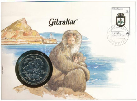 Gibraltár 1980. 1C Cu-Ni 'Horatio Nelson halálának 175. évfordulója' forgalomba nem került emlékkiadás felbélyegzett borítékban, bélyegzéssel, német nyelvű leírással T:AU Gibraltar 1980. 1 Crown Cu-Ni '175th Anniversary of the