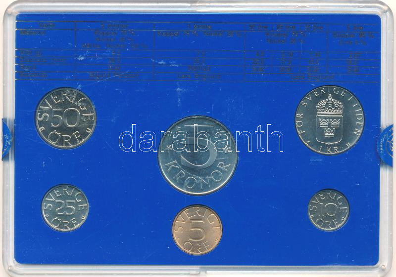 Svédország 1984. 5ö-5K (6xklf) forgalmi szett műanyag tokban T:UNC Sweden 1984. 5 Öre - 5 Kronor (6xdiff) coin set in plastic case C:UNC - Image 2