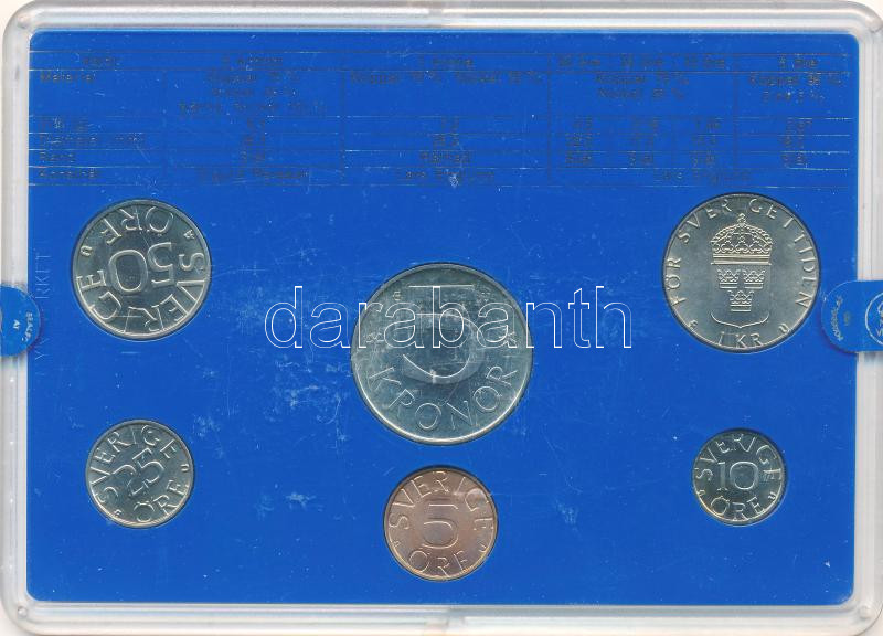 Svédország 1983. 5ö-5K (6xklf) forgalmi szett műanyag tokban T:UNC Sweden 1983. 5 Öre - 5 Kronor (6xdiff) coin set in plastic case C:UNC - Image 2