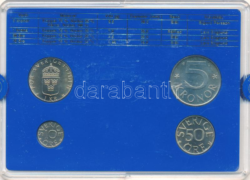 Svédország 1985. 10ö-5K (4xklf) forgalmi szett műanyag tokban T:UNC Sweden 1985. 10 Öre - 5 Kronor (4xdiff) coin set in plastic case C:UNC - Image 2