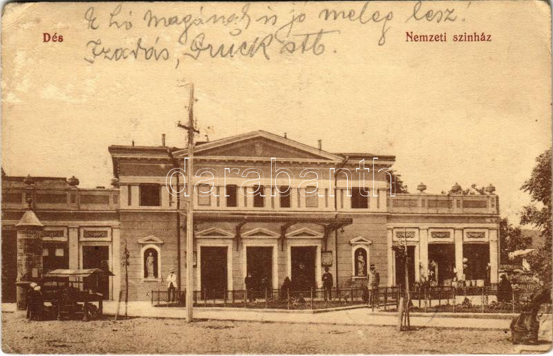 1912 Dés, Dej; Nemzeti színház, piac / theatre, market (EB)
