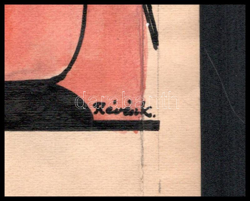 Révész Kornél (1885-1944): Gép. Vegyes technika, papír, jelezve jobbra lent. Lapszéli szakadással, hajtásnyommal. 30x23,5 cm - Image 2