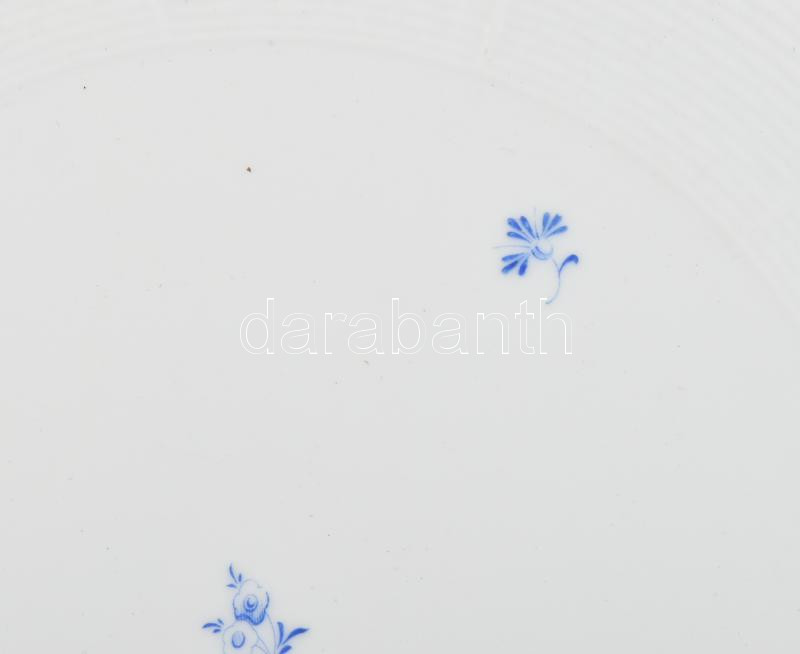 Herendi kék virágmintás torta tál, jelzett, kis kopással, 26 cm - Image 2