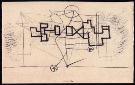 Marosán Gyula (1915-2003): Absztrakt formák. Kréta, ceruza, papír, jelezve középen lent. 13,5×21 cm.