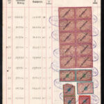 Bécs 1920 Értékpapír forgalmi napló lapja 449,10K értékű értékpapír forgalmi adóbélyeggel