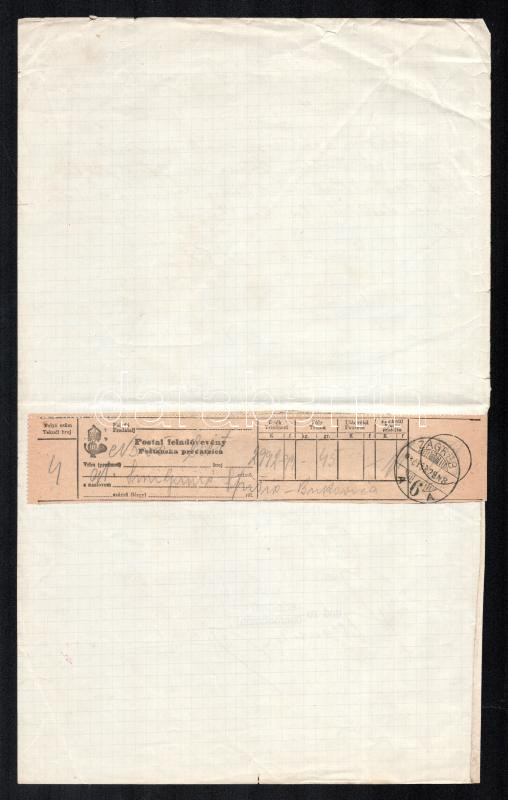 Zágráb 1916 Nyugta 30K okmánybélyeggel - Image 2