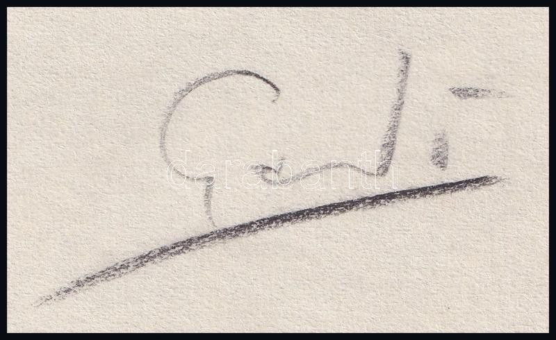 Gedő Lipót (1887-1952): Karikatúra. Szén, papír, jelzett, lapszéli apró szakadásokkal, 23×19 cm - Image 2