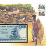 Zimbabwe 1994. 2$, felbélyegzett borítékban, bélyegzéssel T:UNC Zimbabwe 1994. 2 Dollars in envelope with stamp and cancellation C:UNC
