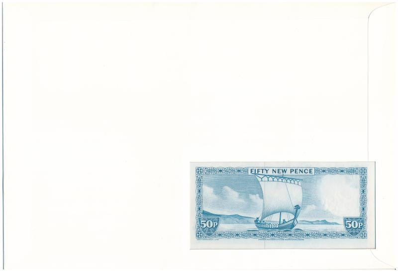 Man-sziget DN (1979) 50p felbélyegzett borítékban, alkalmi bélyegzéssel T:UNC Isle of Man ND (1979) 50 Pence in envelope with stamp and cancellation C:UNC - Image 2