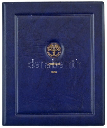 Hollandia 1986. 5c-2 1/2G (5xklf) forgalmi sor + Ag zseton eredeti műbőr tokos szettben, tanúsítvánnyal (5,5g/0.925/23mm) T:PP Netherlands 1986. 5 Cent - 2 1/2 Gulden (5xdiff) coin set + Ag token in original, faux leather set, with