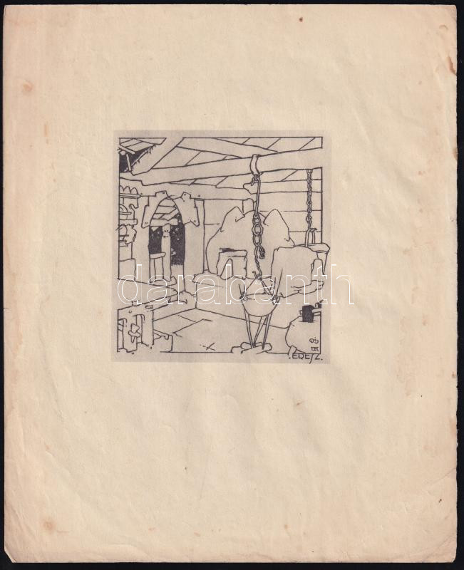 Toroczkai Wigand Ede (1869-1945): Eresz. Nyomat, papír. Lapszéli foltokkal. 10,5x10 cm.
