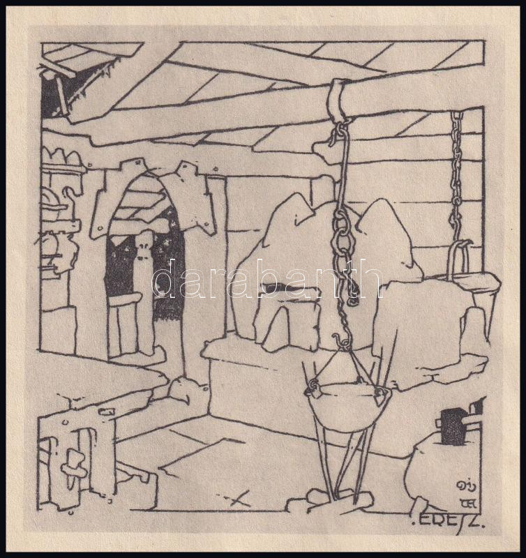 Toroczkai Wigand Ede (1869-1945): Eresz. Nyomat, papír. Lapszéli foltokkal. 10,5x10 cm. - Image 2