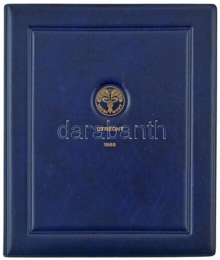 Hollandia 1988. 5c-2 1/2G (5xklf) forgalmi sor + Ag zseton eredeti műbőr tokos szettben, tanúsítvánnyal (5,5g/0.925/23mm) T:PP Netherlands 1988. 5 Cent - 2 1/2 Gulden (5xdiff) coin set + Ag token in original, faux leather set, with