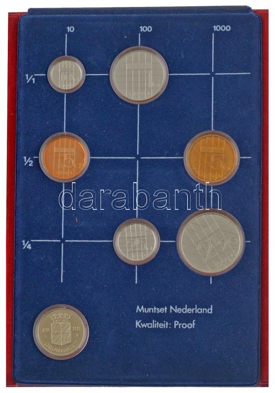 Hollandia 1988. 5c-2 1/2G (5xklf) forgalmi sor + Ag zseton eredeti műbőr tokos szettben, tanúsítvánnyal (5,5g/0.925/23mm) T:PP Netherlands 1988. 5 Cent - 2 1/2 Gulden (5xdiff) coin set + Ag token in original, faux leather set, with - Image 2