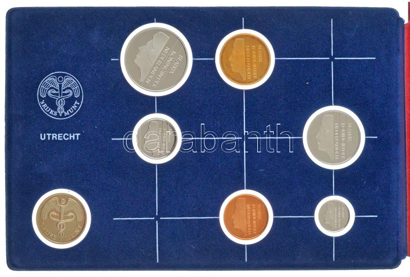 Hollandia 1988. 5c-2 1/2G (5xklf) forgalmi sor + Ag zseton eredeti műbőr tokos szettben, tanúsítvánnyal (5,5g/0.925/23mm) T:PP Netherlands 1988. 5 Cent - 2 1/2 Gulden (5xdiff) coin set + Ag token in original, faux leather set, with - Image 3