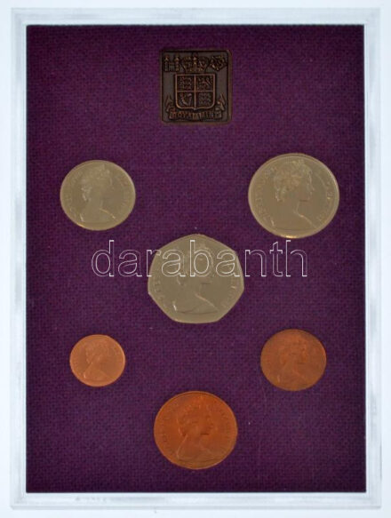 Nagy-Britannia 1980. 1/2p-50p (6xklf) forgalmi sor + zseton műanyag dísztokban, borítékban T:PP Great Britain 1980. 1/2 Penny - 50 Pence (6xdiff) coin set + token in plastic case, in envelope C:PP