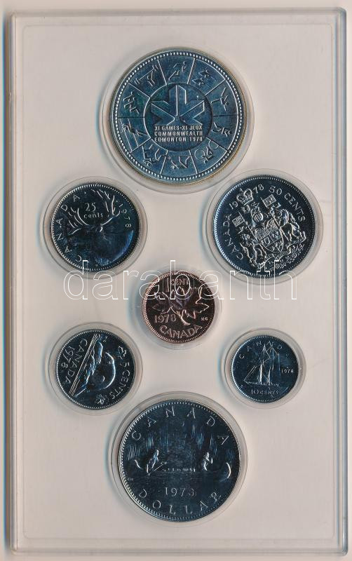 Kanada 1978. 1c-1$ forgalmi sor (7xklf) műanyag tokban, közte 1$ Ag 'Nemzetközösségi Játékok' T:BU Canada 1978. 1 Cent - 1 Dollar (7xdiff) in plastic case, within 1 Dollar Ag 'Commonwealth Games' C:BU