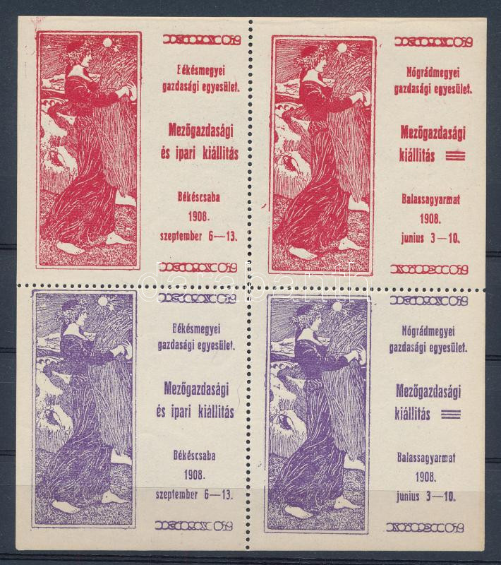 1908 Mezőgazdasági és Ipari Kiállítás emlékív hátoldali gépszínátnyomattal