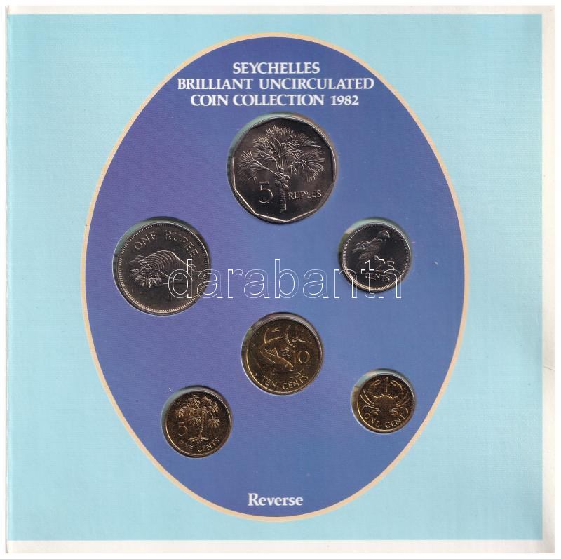 Seychelle-szigetek 1982. 1c-5R (6xklf) forgalmi sor karton dísztokban T:UNC Seychelles 1982. 1 Cent - 5 Rupees (6xdiff) coin set in cardboard case C:UNC - Image 2