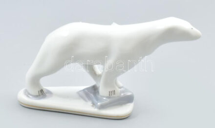 Jegesmedve. Román porcelán figura, jelzett, hibátlan 20 cm