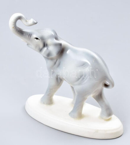 Gránit porcelán elefánt. Kézzel festett, jelzett, hibátlan. 15 cm
