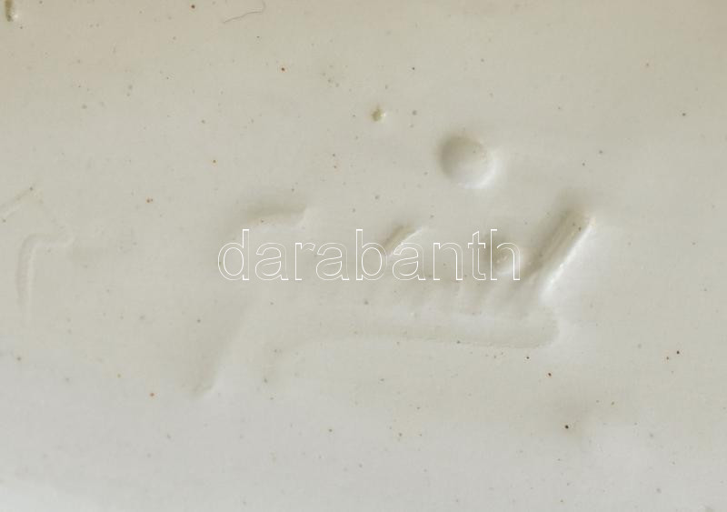 Gránit porcelán elefánt. Kézzel festett, jelzett, hibátlan. 15 cm - Image 2