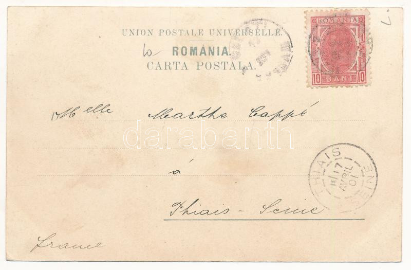 1901 Galati, Galatz; Piata Regala, Caffe International / square, tram, café, bank, shops. Anton Pappadopol (EK) - Image 2