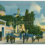 Galati, Galatz; Strada Domneasca cu Biserica Greceasca, Cofetaria-Centrala, Cinema-Central / street view, church, confectionery, cinema. advertisement on the backside