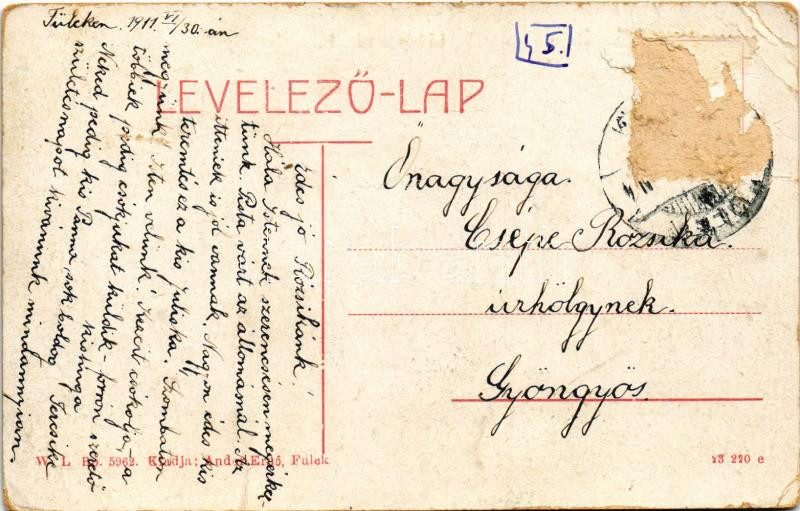 1911 Fülek, Filakovo; vár, szálloda. Andor Ernő kiadása. W.L. Bp. 5962. / Filakovsky hrad / castle, hotel (b) - Image 2