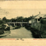 1911 Nagymihály, Michalovce; részlet a Laborcz folyóval. W.L. Bp. 5639. Landesmann B. kiadása / riverside, bridge (EK)