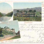 1900 Vöröstoronyi-szoros, Roter-Turm-Pass, Pasul Turnu Rosu; Altfluss, Landskrone, Der rote Thurm / vár, Olt folyó / castle, river (EK)