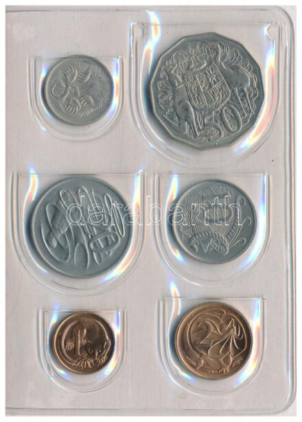 Ausztrália 1981. 1c-50c (6xklf) forgalmi sor műbőr tokban T:UNC patina Australia 1981. 1 Cent - 50 Cents (6xdiff) coin set in faux leather case C:UNC patina