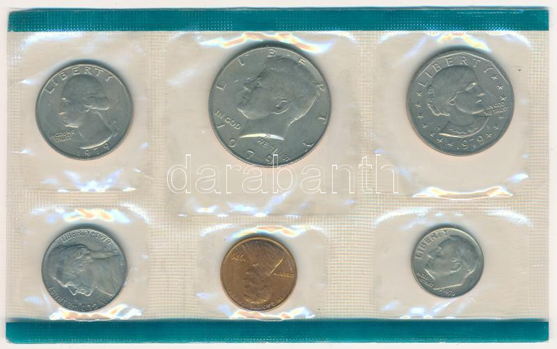 Amerikai Egyesült Államok 1979. 1c - 1/2$ (6xklf) forgalmi sor műanyag csomagolásban T:UNC USA 1979. 1 Cent - 1/2 Dollar (6xdiff) coin set in foil packing C:UNC
