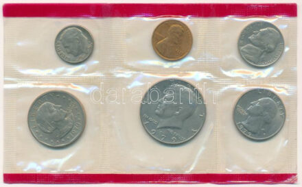 Amerikai Egyesült Államok 1979D 1c - 1/2$ (6xklf) forgalmi sor műanyag csomagolásban T:UNC USA 1979D 1 Cent - 1/2 Dollar (6xdiff) coin set in foil packing C:UNC