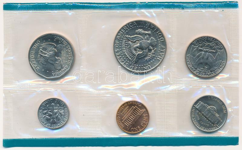 Amerikai Egyesült Államok 1980P 1c - 1/2$ (6xklf) forgalmi sor műanyag csomagolásban T:UNC USA 1980P 1 Cent - 1/2 Dollar (6xdiff) coin set in foil packing C:UNC - Image 2